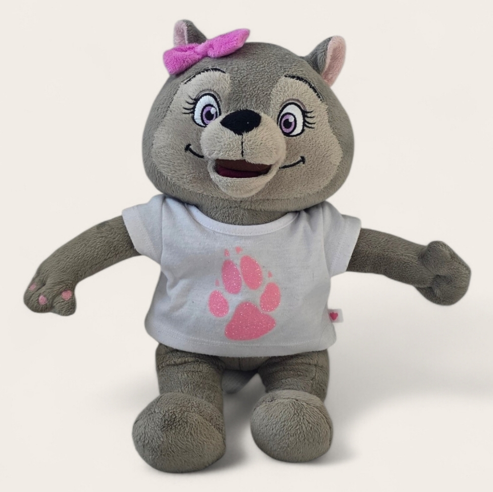 Gray Plush Toy with Pink Bow